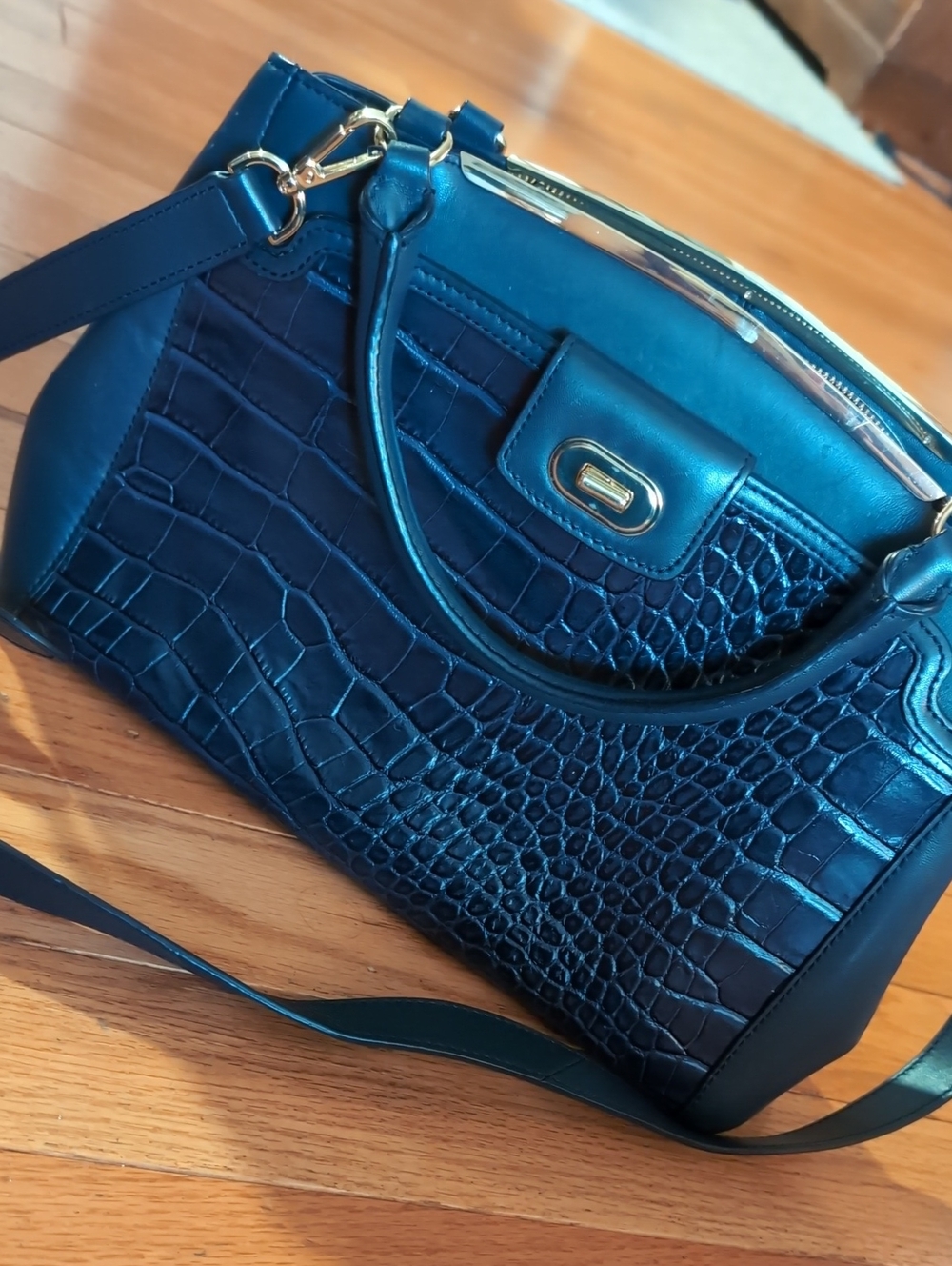 Talbot's Genuine Leather Structured Croc-Embossed Satchel
